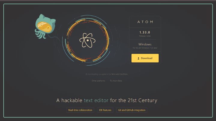 atom full stack web development tool